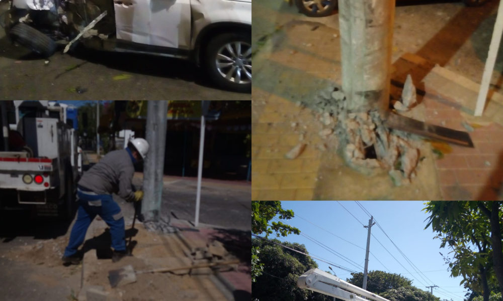 Vehículo choca contra un poste y deja sin luz a varios sectores de la ...