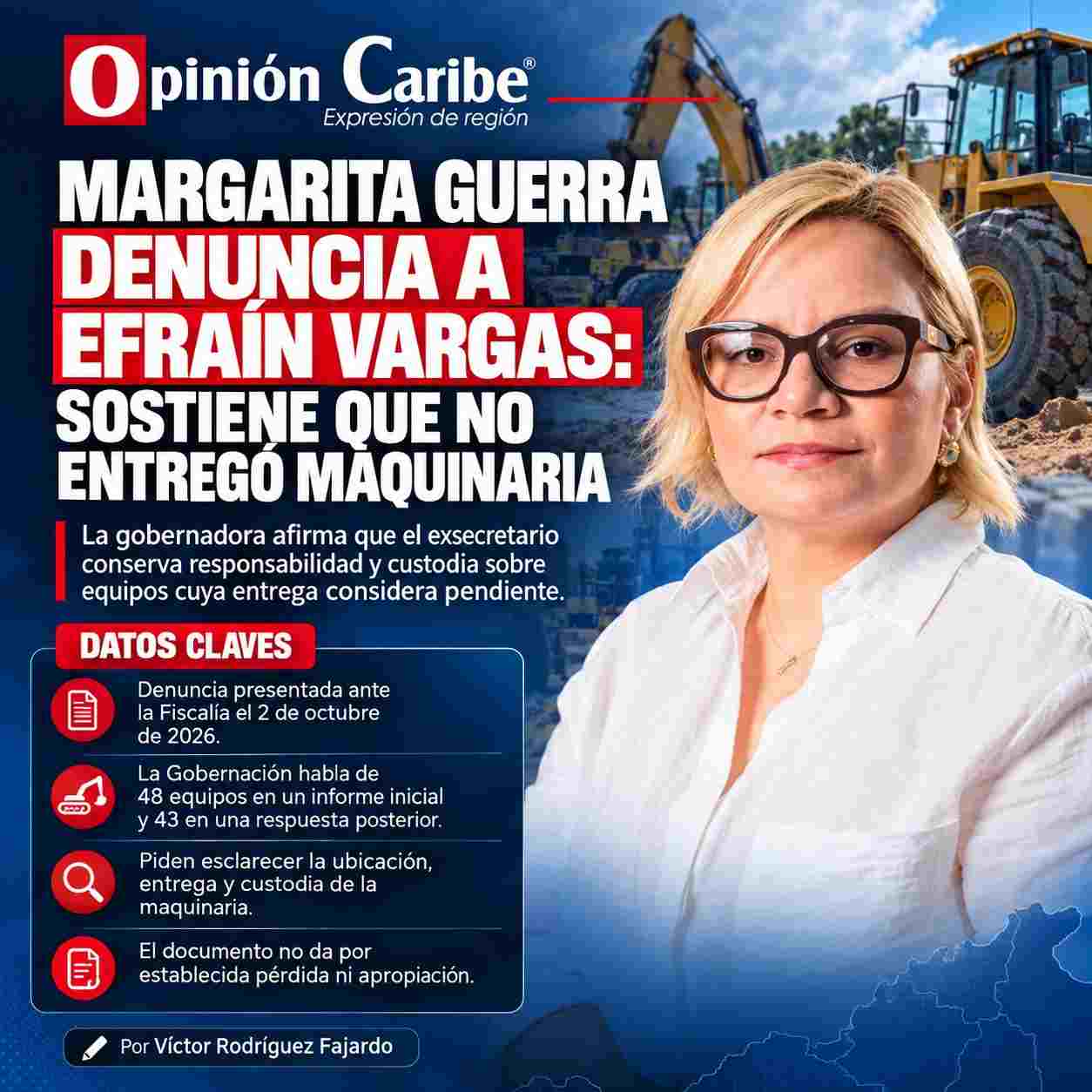 MARGARITA GUERRA DENUNCIA A EFRAÍN VARGAS: SOSTIENE QUE NO ENTREGÓ MAQUINARIA